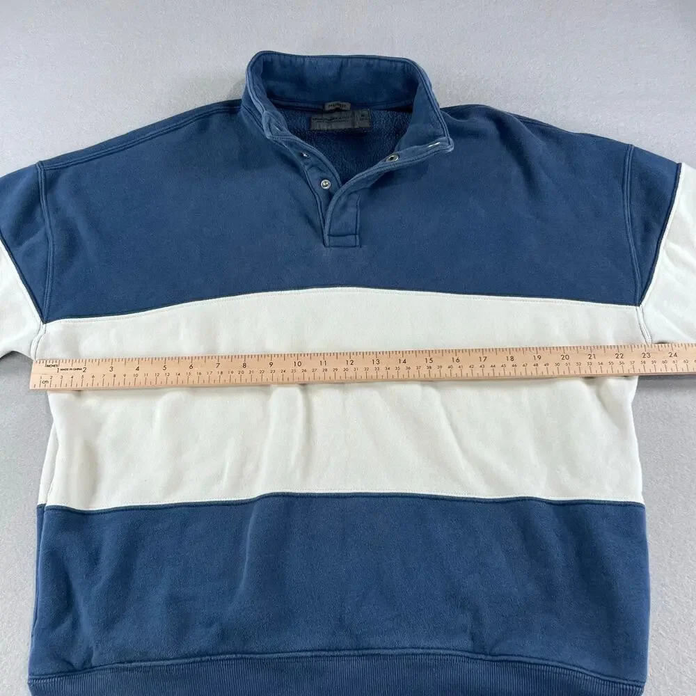 Vintage Abercrombie & Fitch Colorblock Snap Mockneck Sweatshirt Blue White L